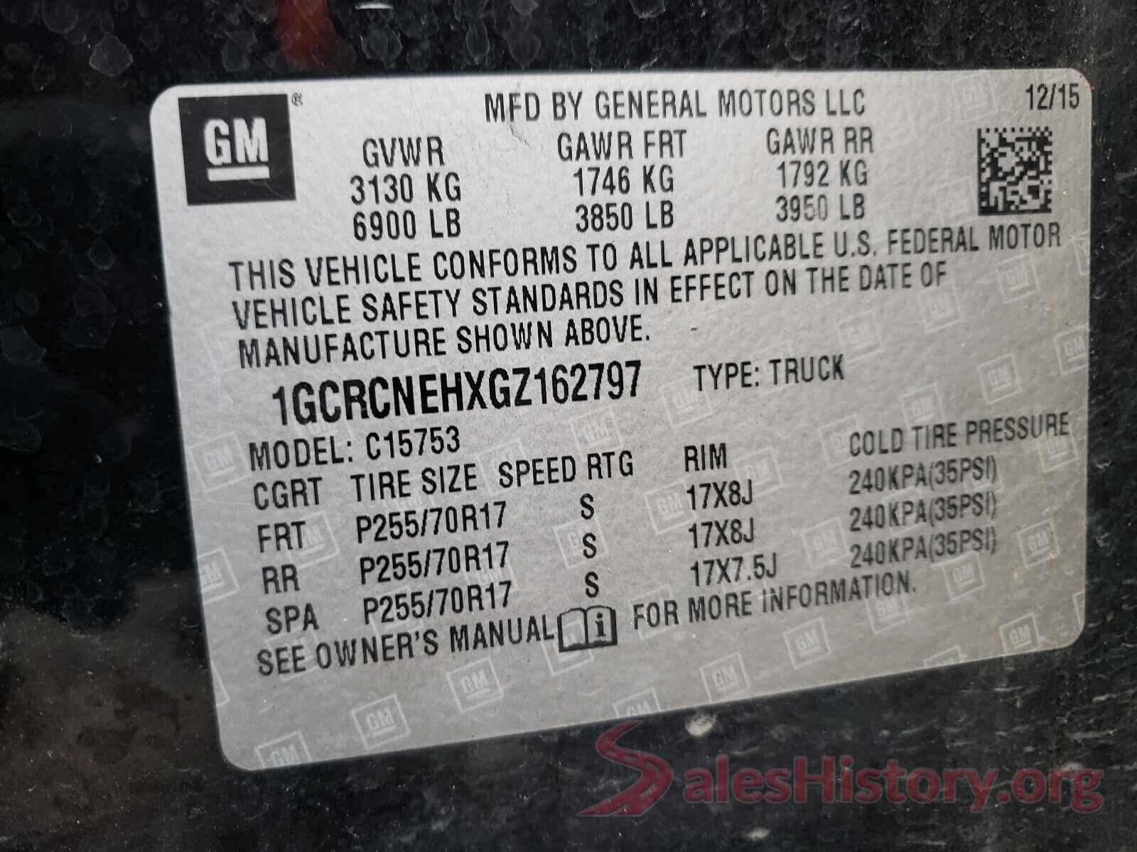 1GCRCNEHXGZ162797 2016 CHEVROLET SILVERADO