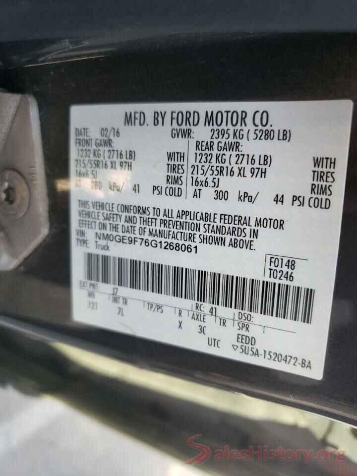 NM0GE9F76G1268061 2016 FORD TRANSIT CO