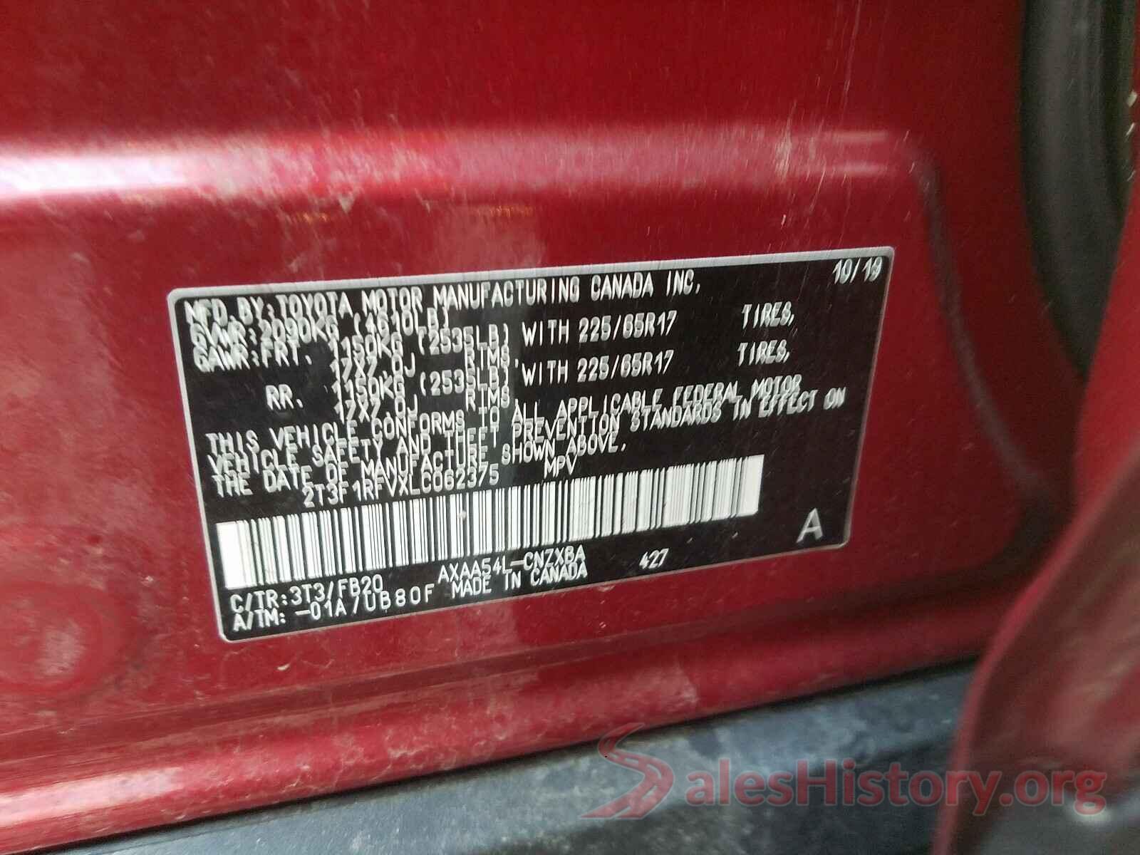 2T3F1RFVXLC062375 2020 TOYOTA RAV4