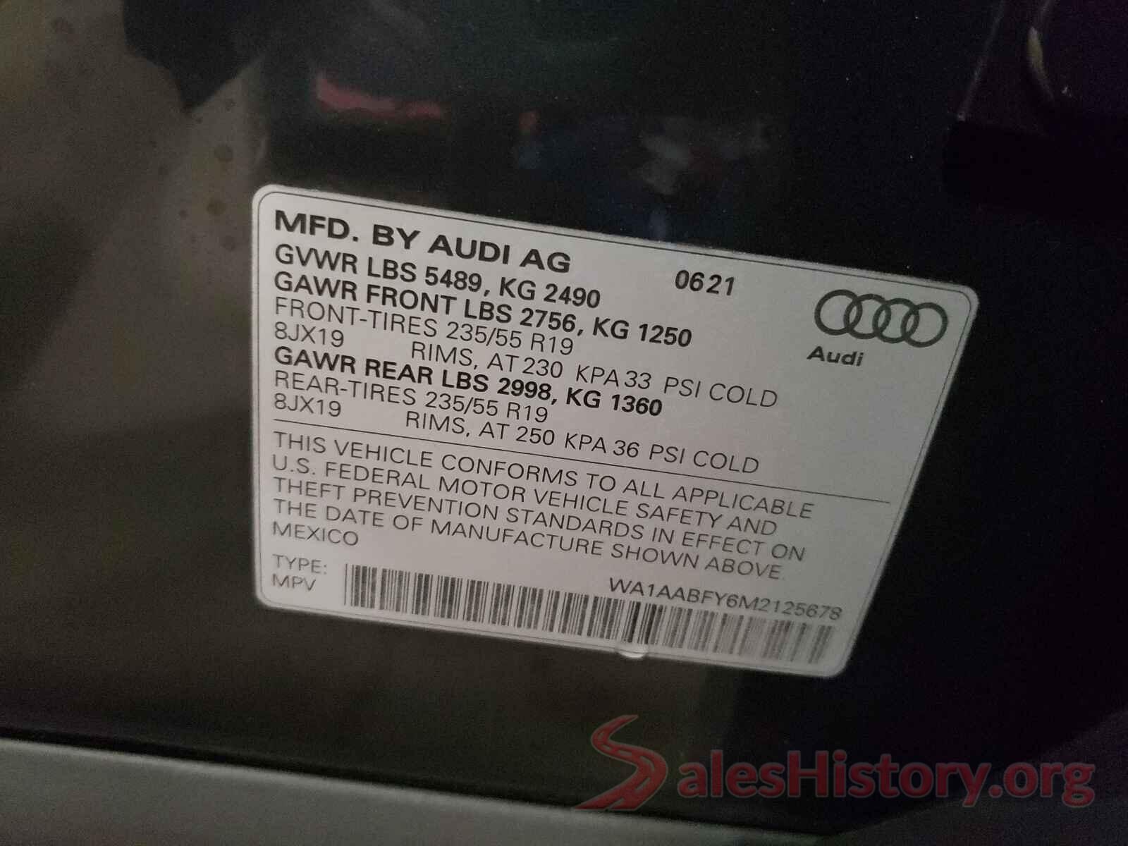 WA1AABFY6M2125678 2021 AUDI Q5