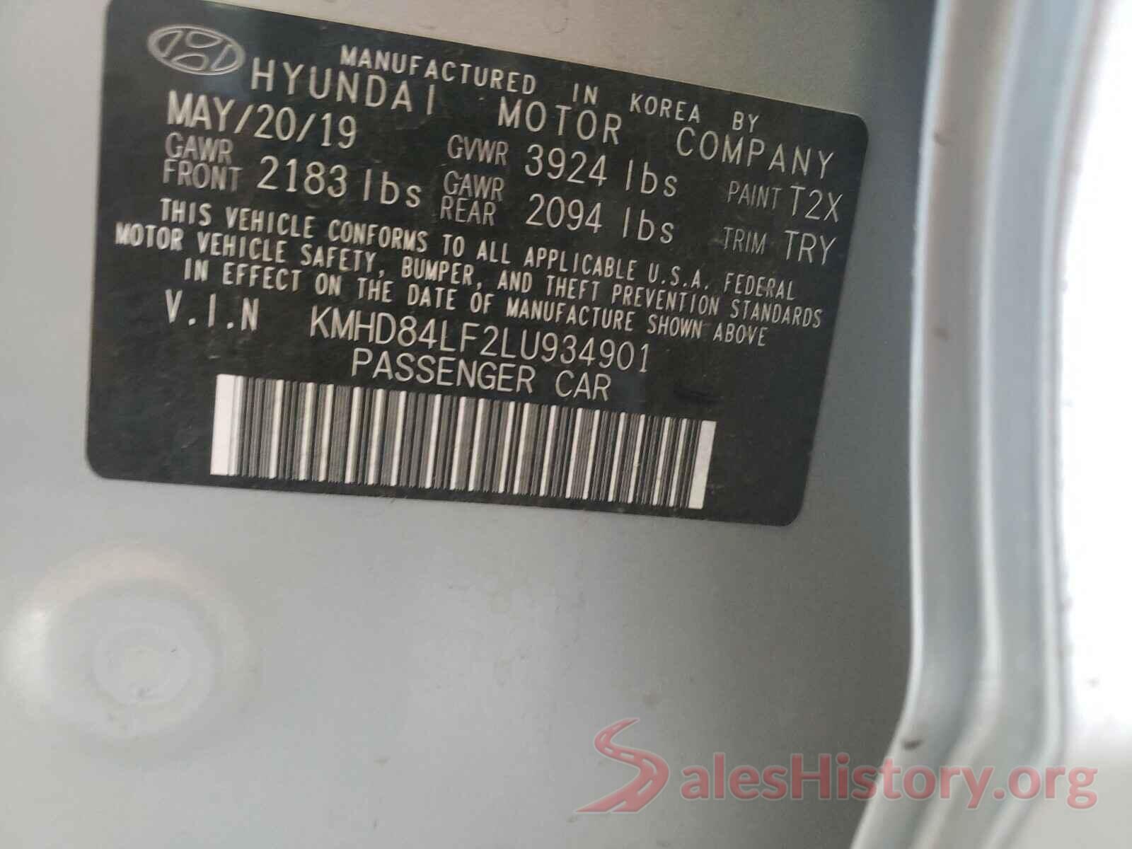 KMHD84LF2LU934901 2020 HYUNDAI ELANTRA