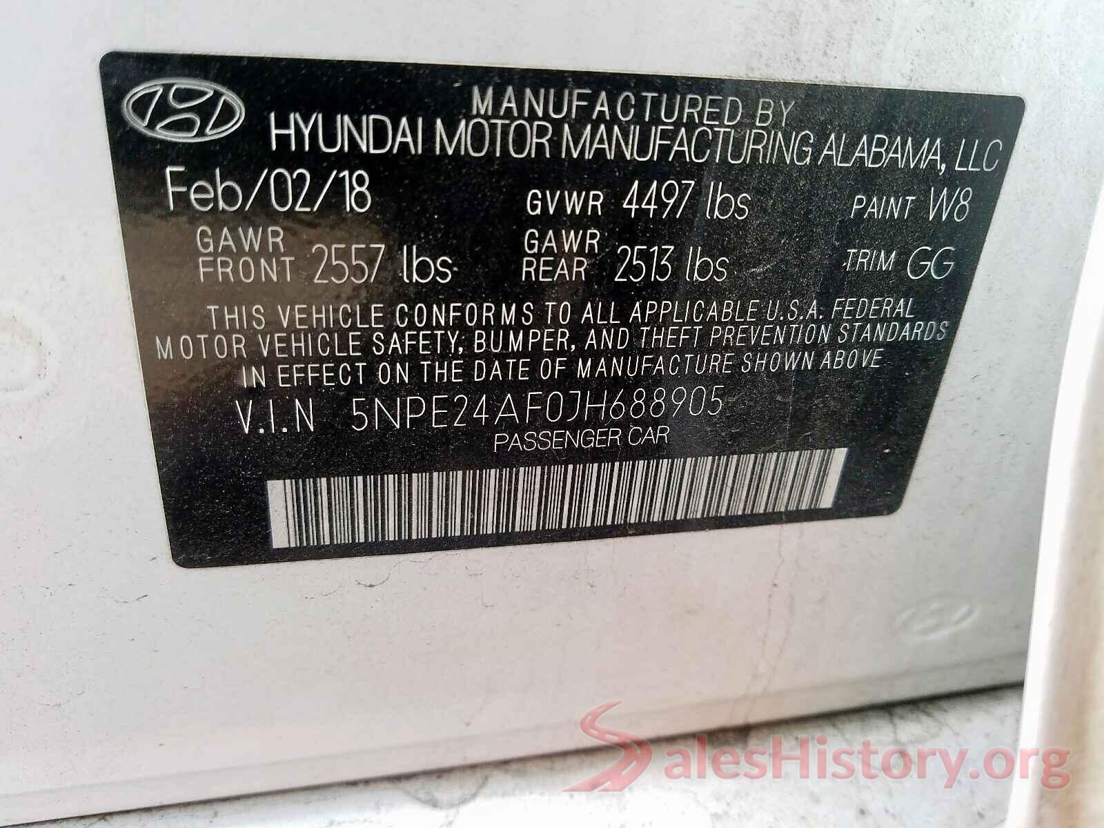 5NPE24AF0JH688905 2018 HYUNDAI SONATA