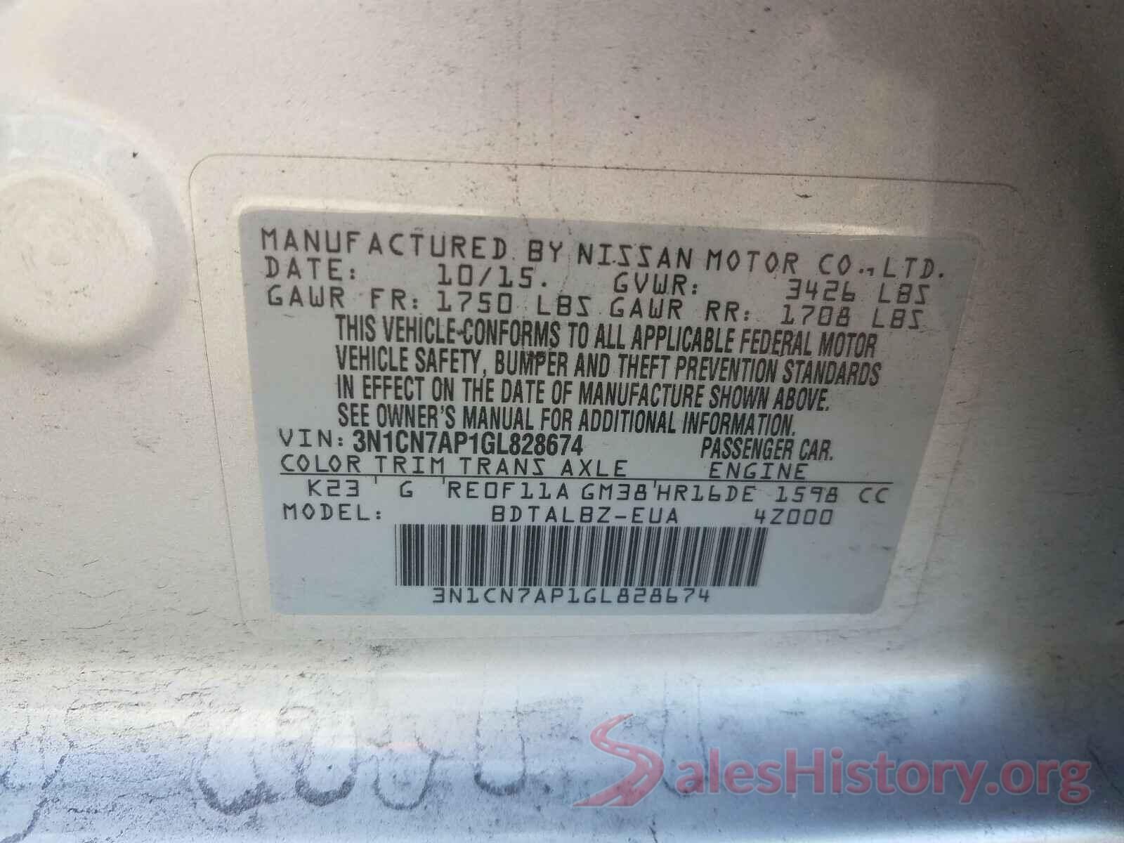 3N1CN7AP1GL828674 2016 NISSAN VERSA