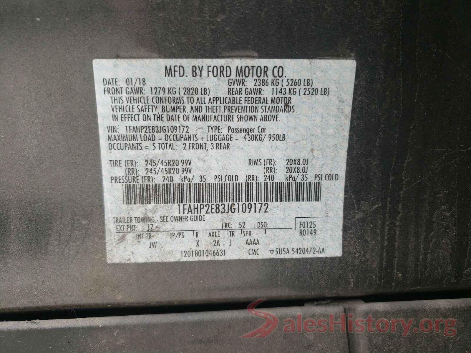 1FAHP2E83JG109172 2018 FORD TAURUS