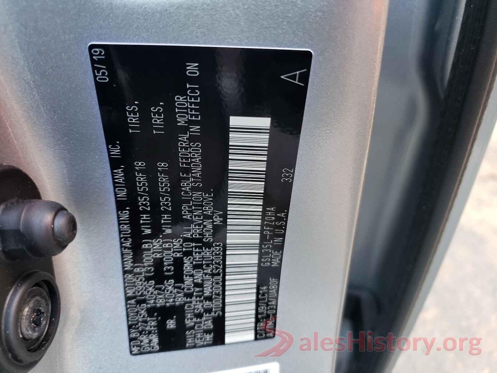 5TDDZ3DC0LS230393 2020 TOYOTA SIENNA