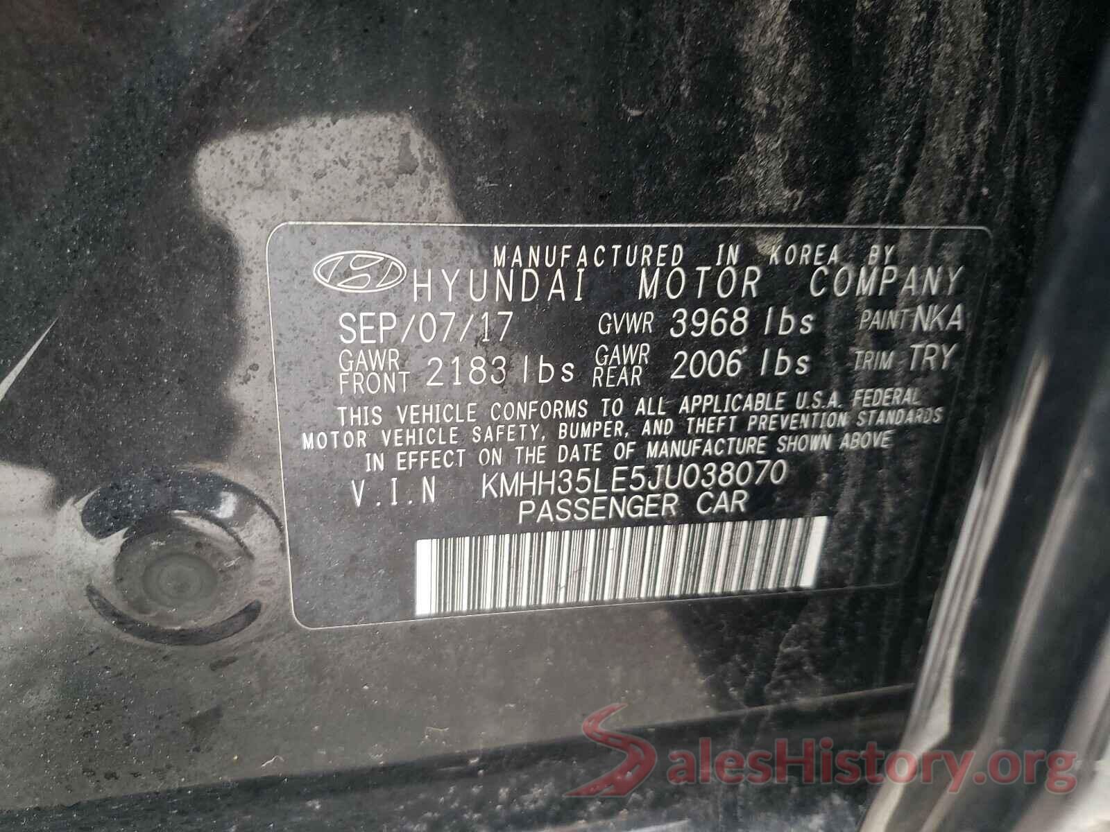 KMHH35LE5JU038070 2018 HYUNDAI ELANTRA