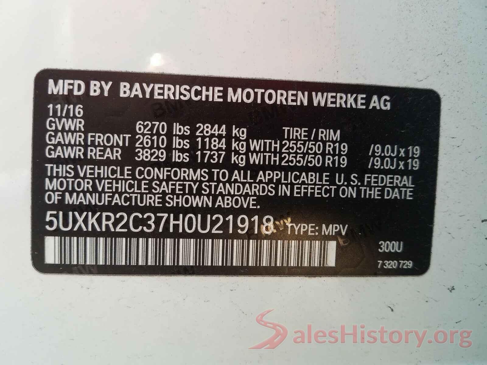 5UXKR2C37H0U21918 2017 BMW X5