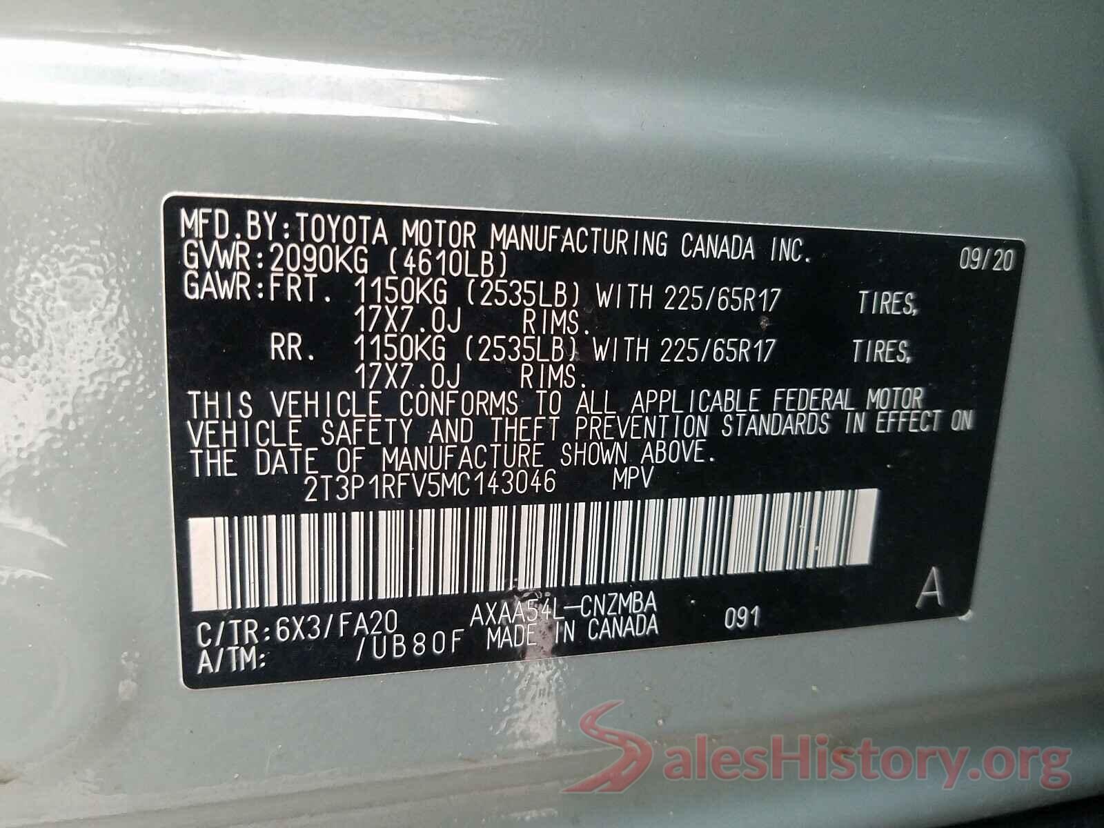 2T3P1RFV5MC143046 2021 TOYOTA RAV4