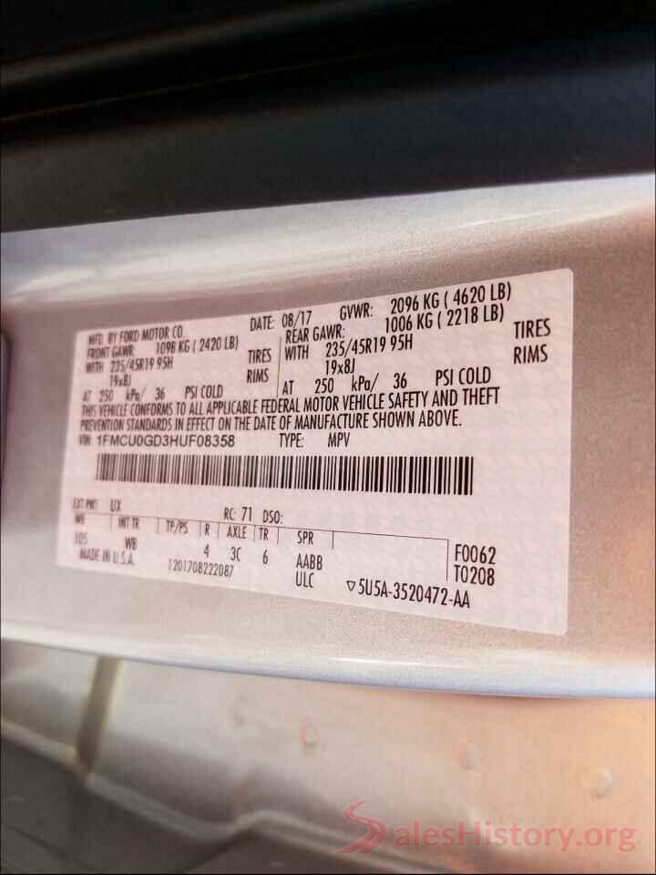 1FMCU0GD3HUF08358 2017 FORD ESCAPE