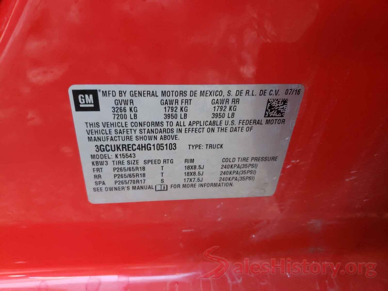 3GCUKREC4HG105103 2017 CHEVROLET SILVERADO