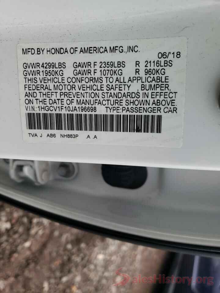 1HGCV1F10JA196698 2018 HONDA ACCORD