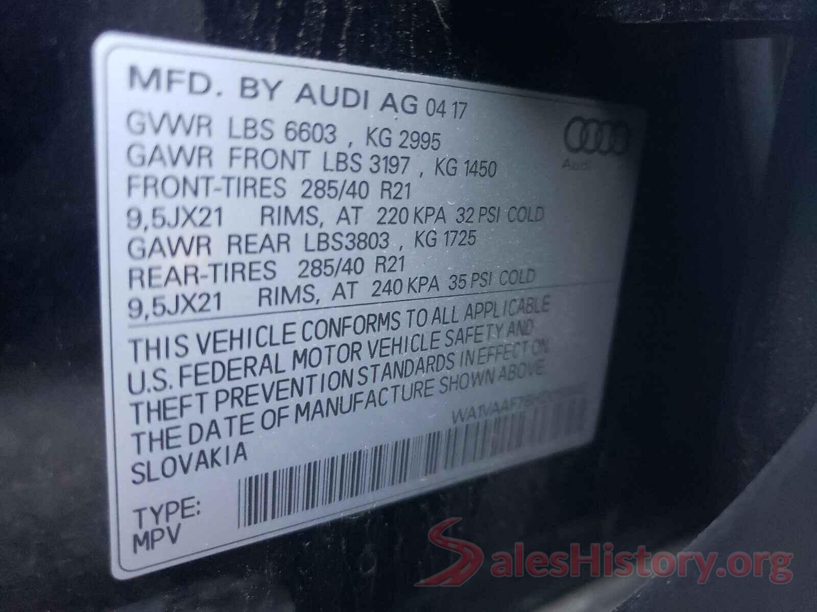 WA1VAAF78HD053847 2017 AUDI Q7