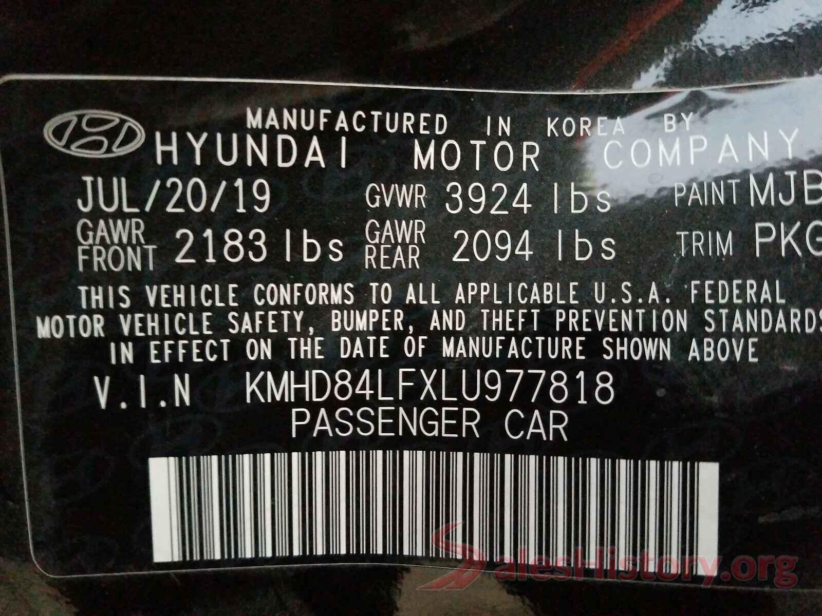 KMHD84LFXLU977818 2020 HYUNDAI ELANTRA