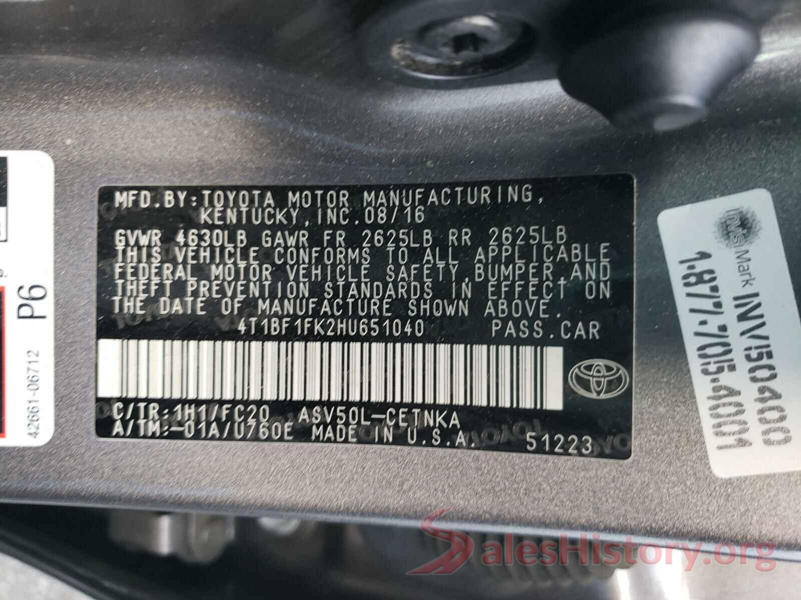 4T1BF1FK2HU651040 2017 TOYOTA CAMRY