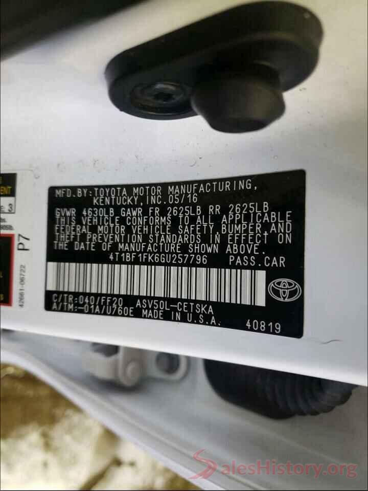 4T1BF1FK6GU257796 2016 TOYOTA CAMRY