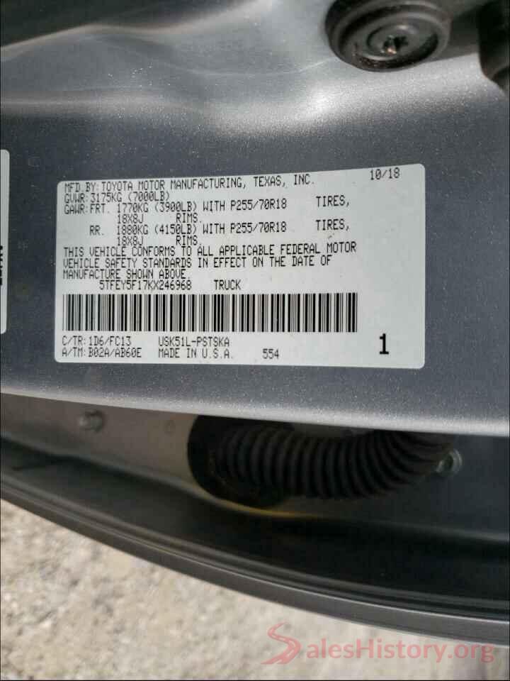 5TFEY5F17KX246968 2019 TOYOTA TUNDRA