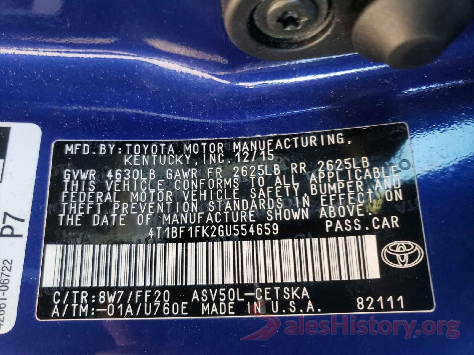 4T1BF1FK2GU554659 2016 TOYOTA CAMRY