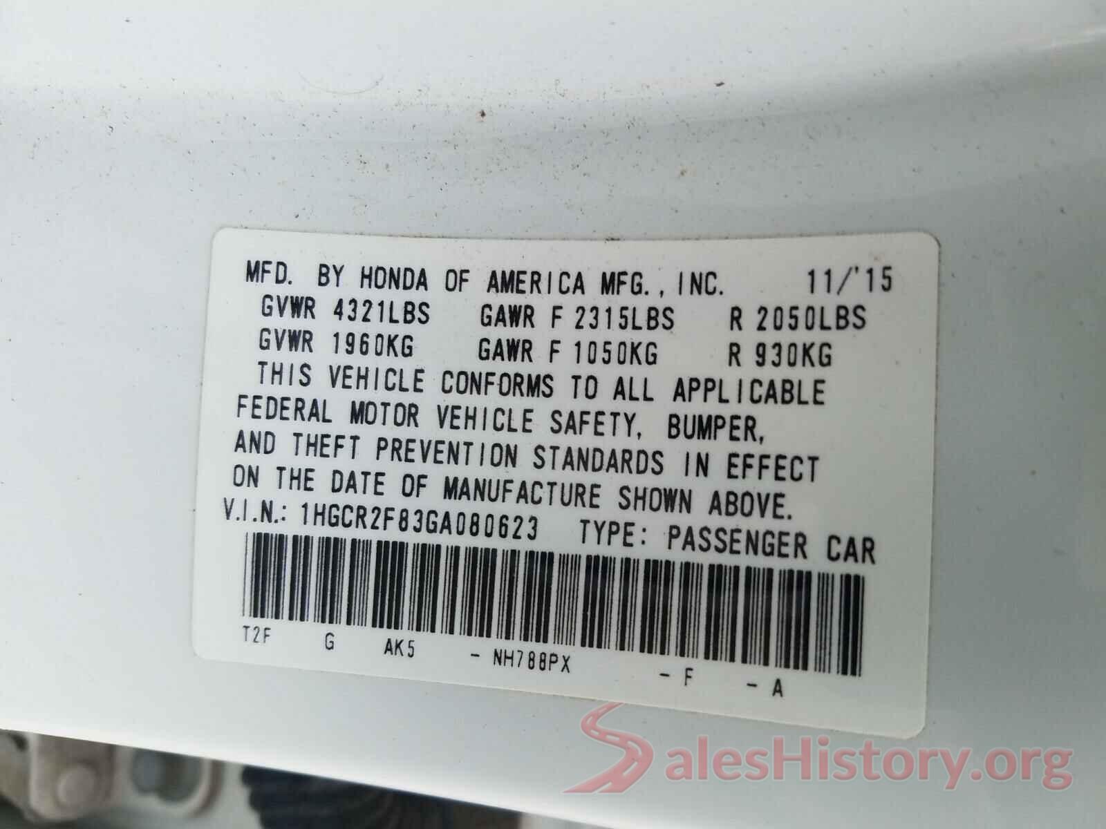 1HGCR2F83GA080623 2016 HONDA ACCORD