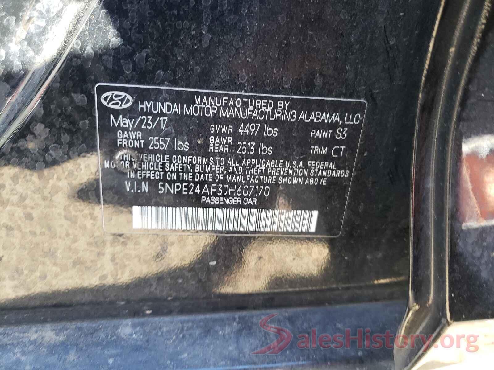 5NPE24AF3JH607170 2018 HYUNDAI SONATA