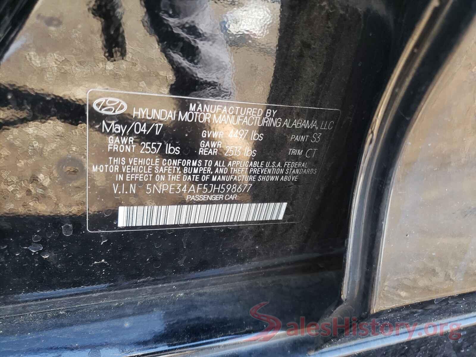 5NPE34AF5JH598677 2018 HYUNDAI SONATA