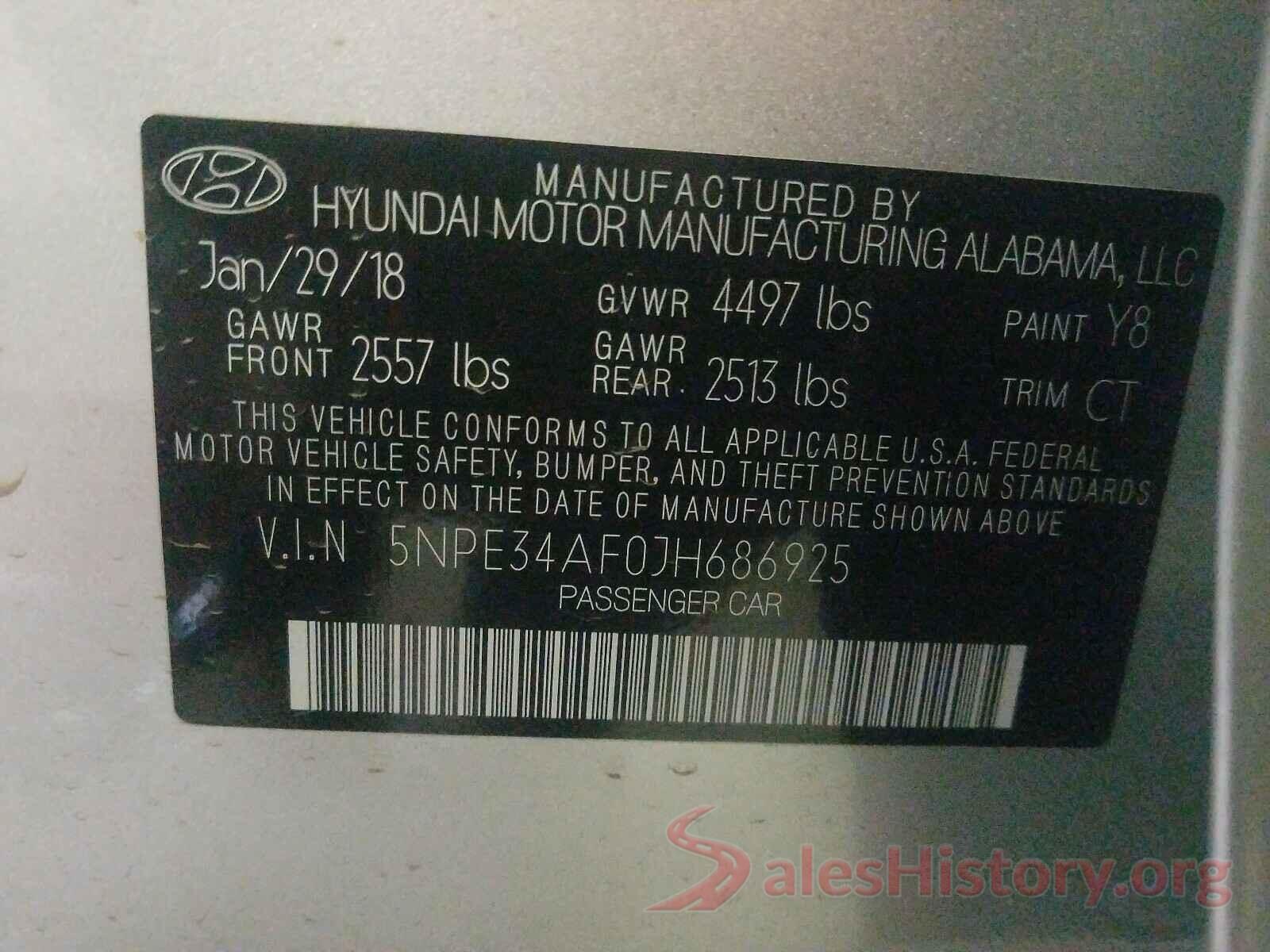 5NPE34AF0JH686925 2018 HYUNDAI SONATA