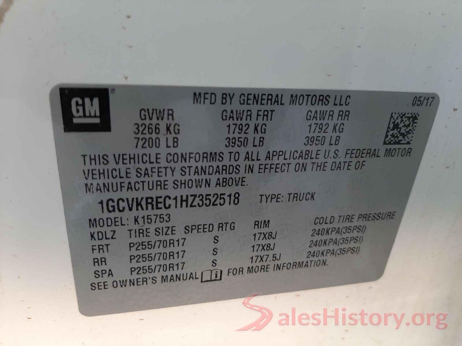 1GCVKREC1HZ352518 2017 CHEVROLET SILVERADO