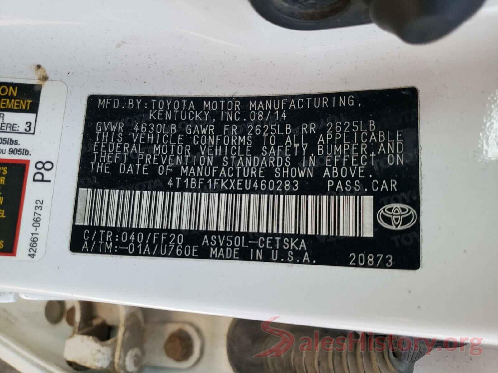 4T1BF1FKXEU460283 2014 TOYOTA CAMRY