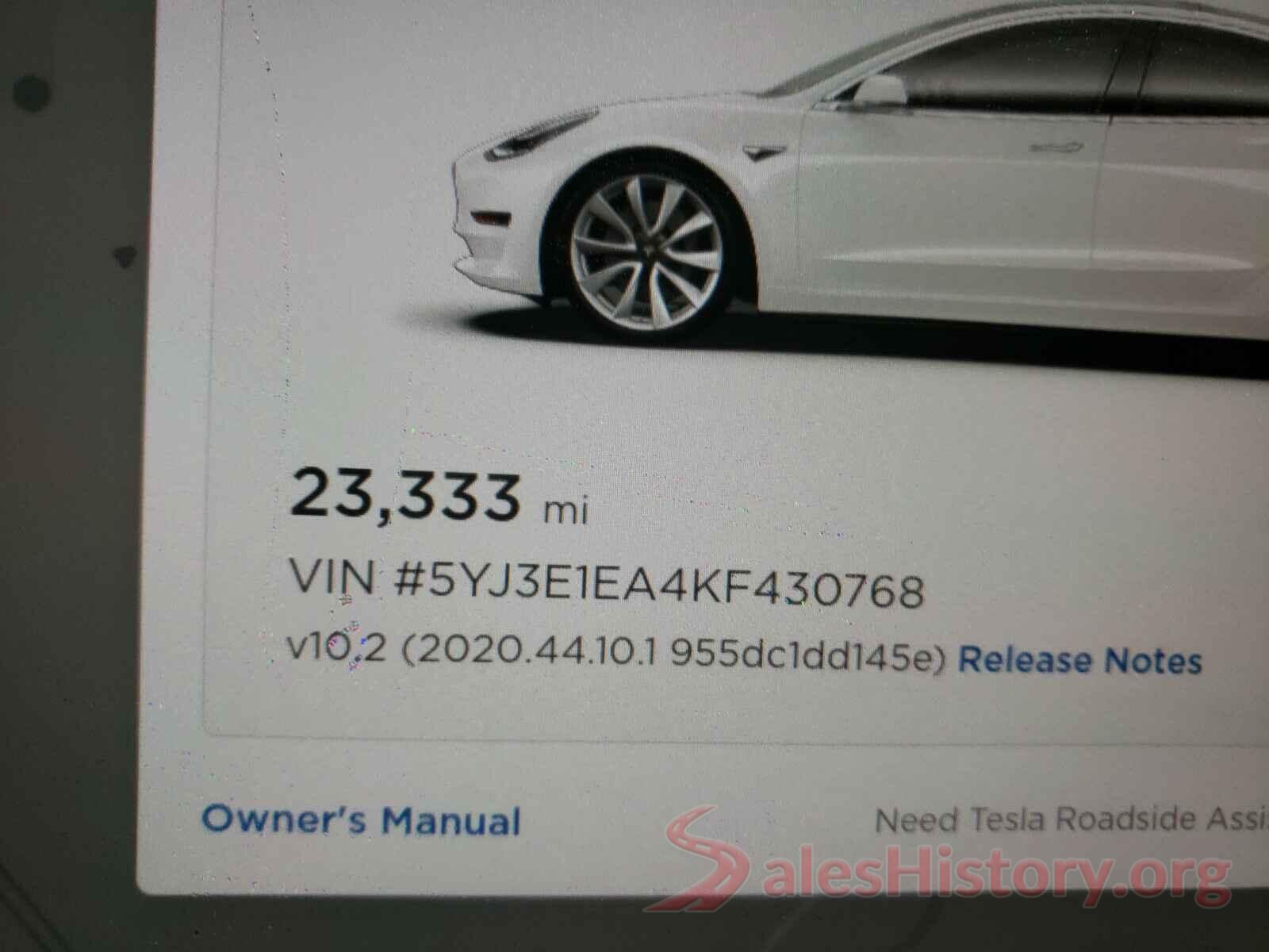 5YJ3E1EA4KF430768 2019 TESLA MODEL 3