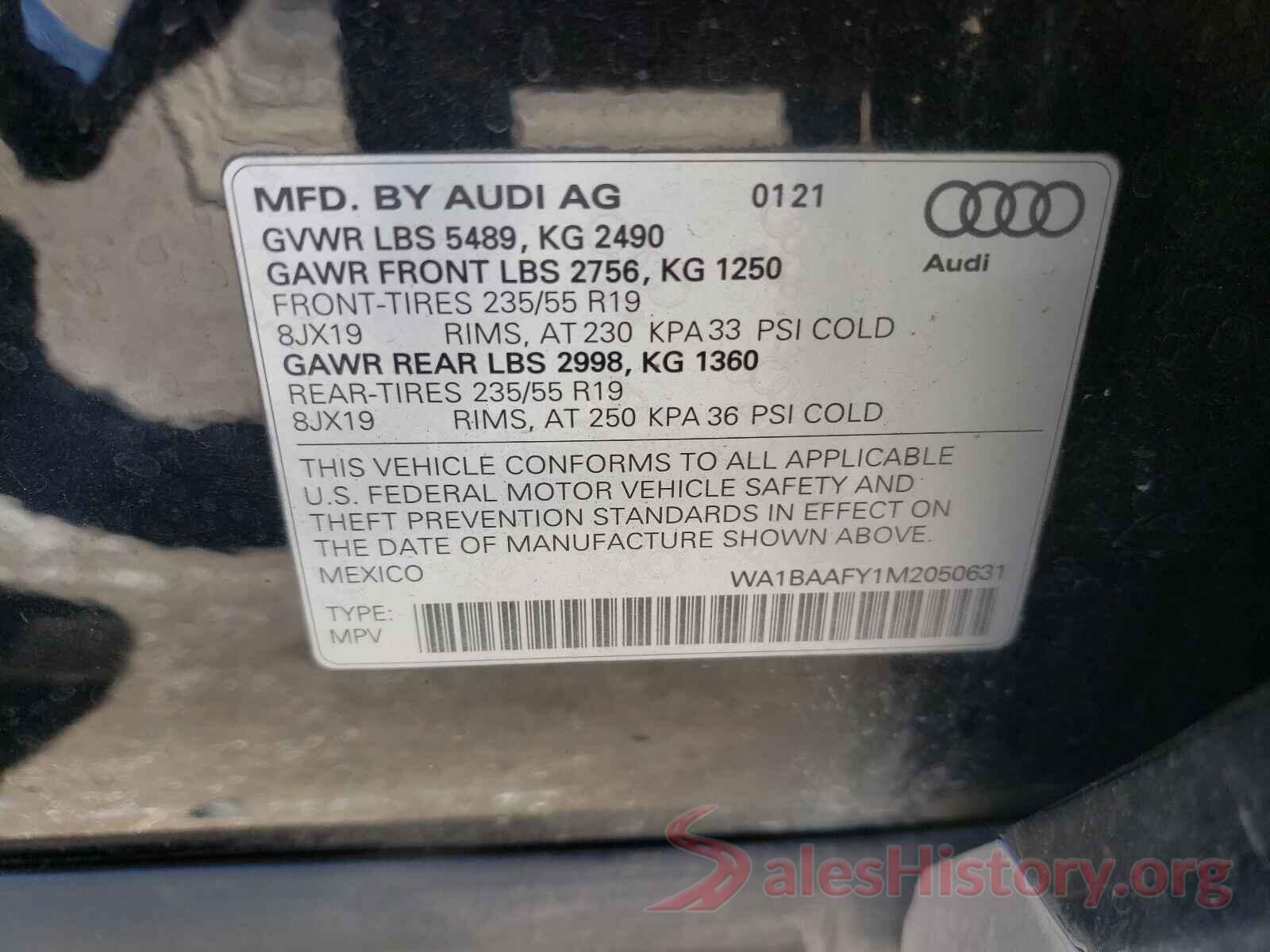 WA1BAAFY1M2050631 2021 AUDI Q5