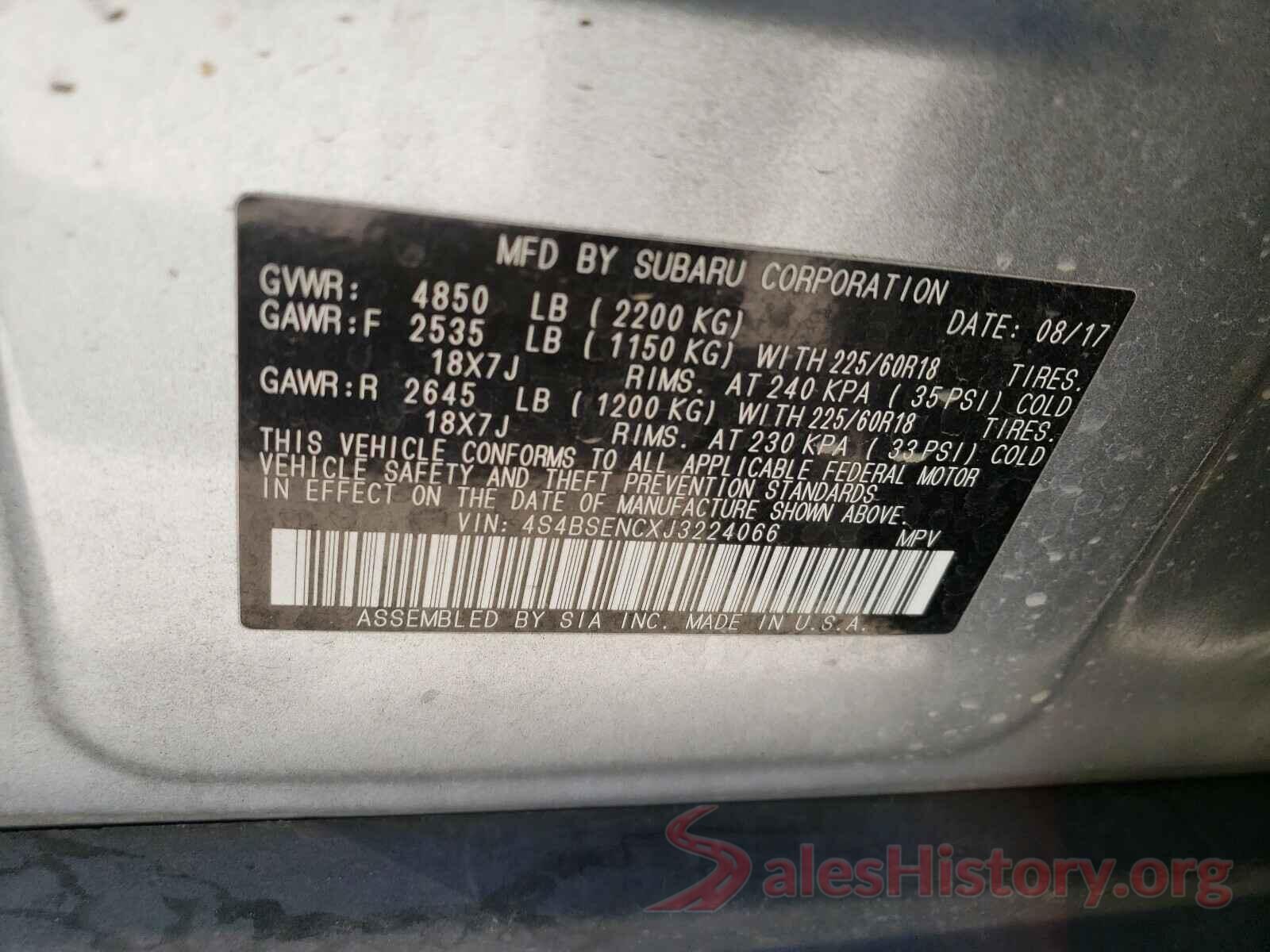 4S4BSENCXJ3224066 2018 SUBARU OUTBACK