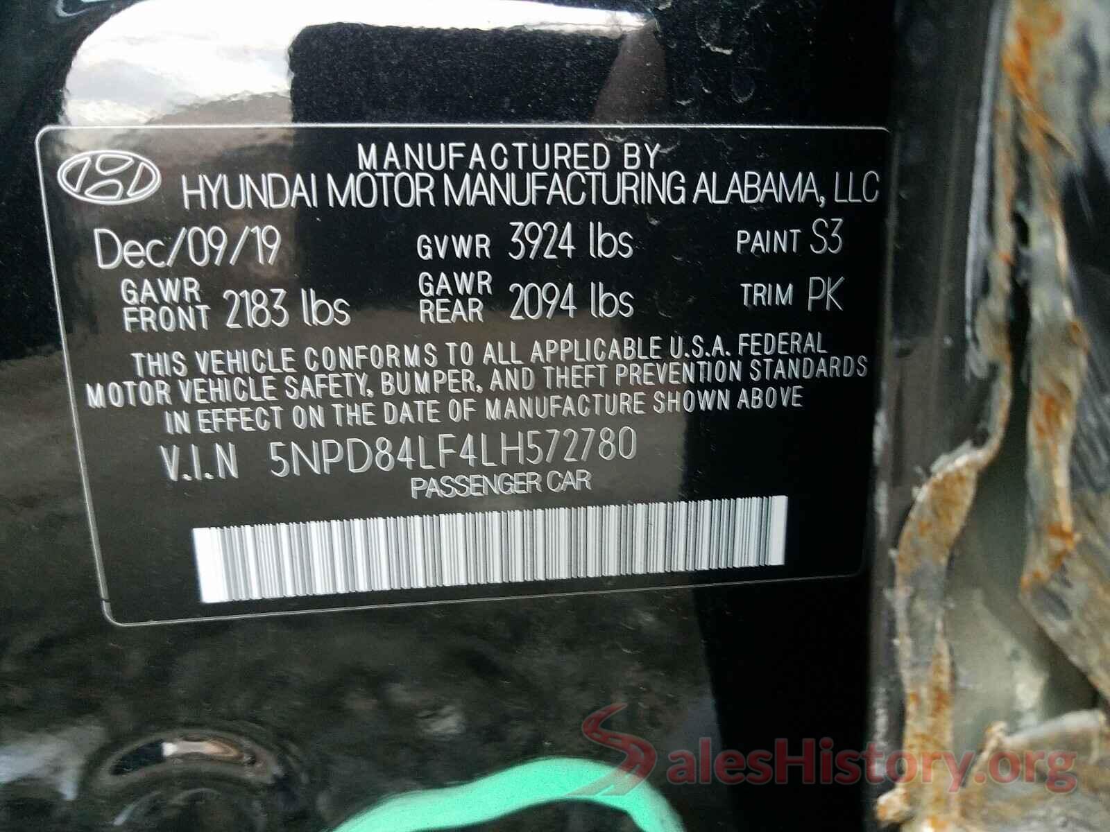 5NPD84LF4LH572780 2020 HYUNDAI ELANTRA