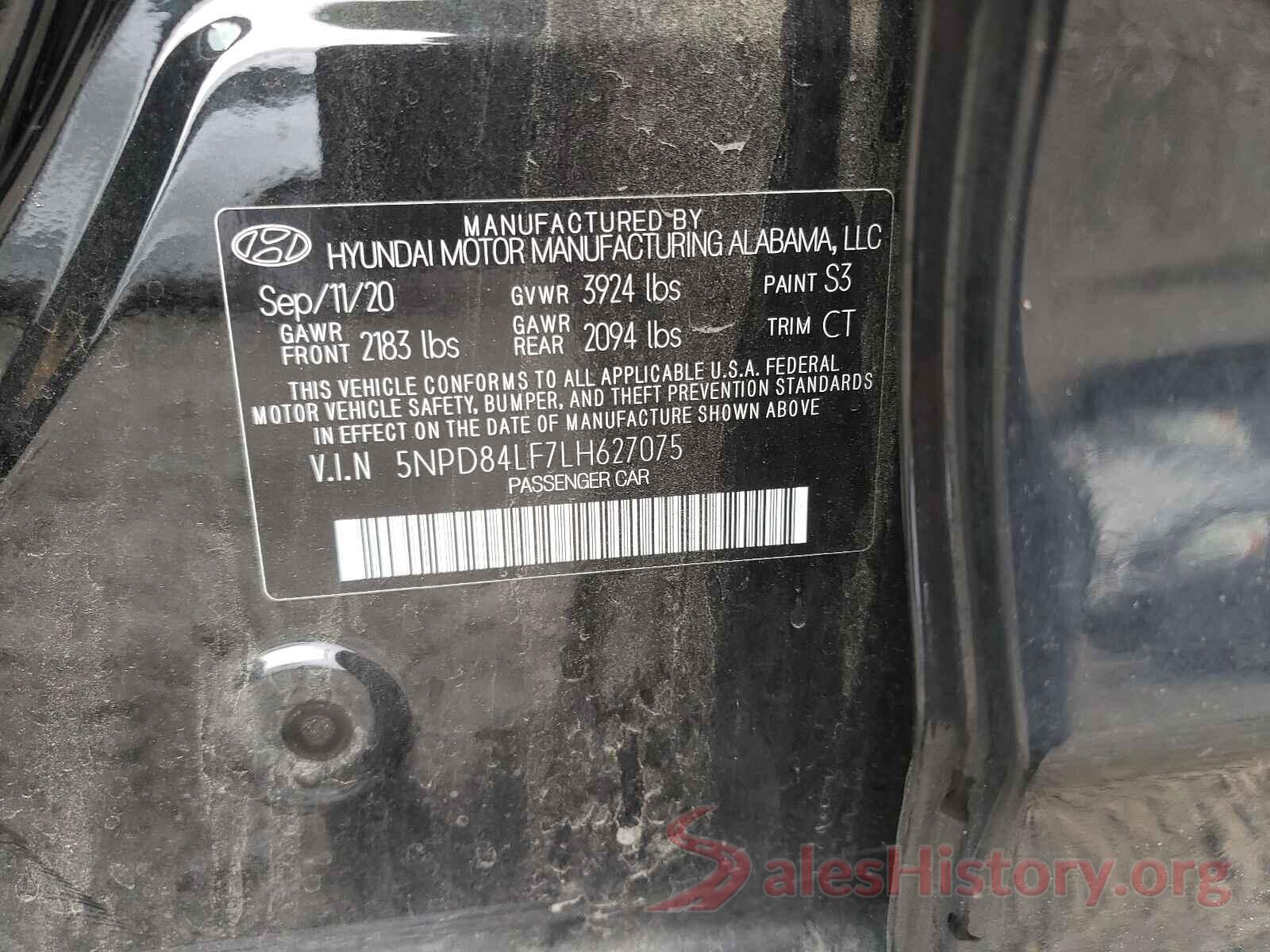 5NPD84LF7LH627075 2020 HYUNDAI ELANTRA