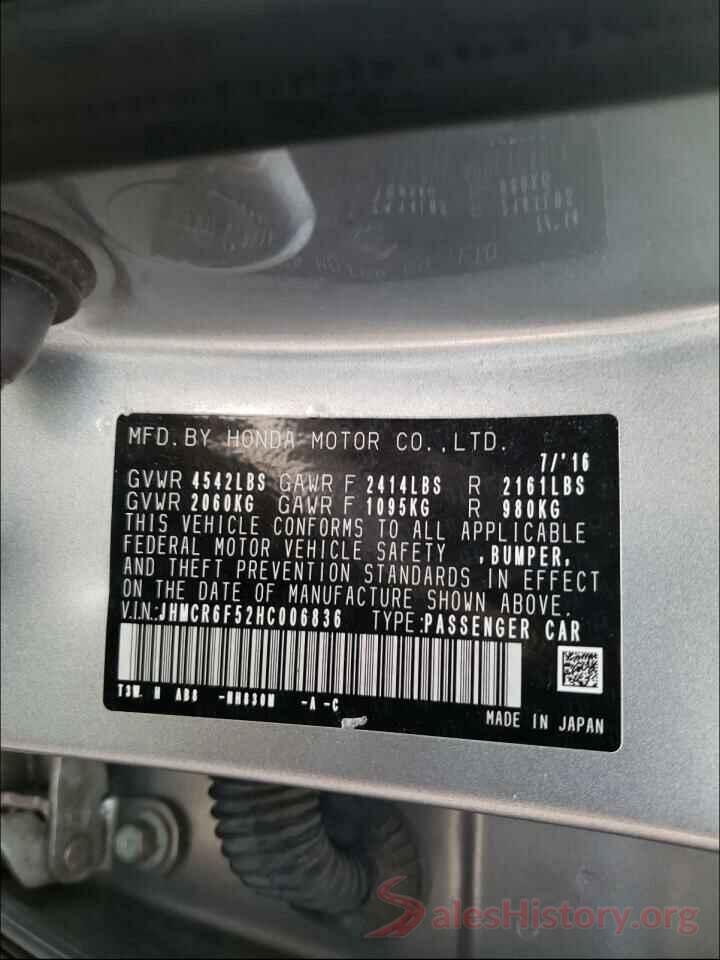 JHMCR6F52HC006836 2017 HONDA ACCORD