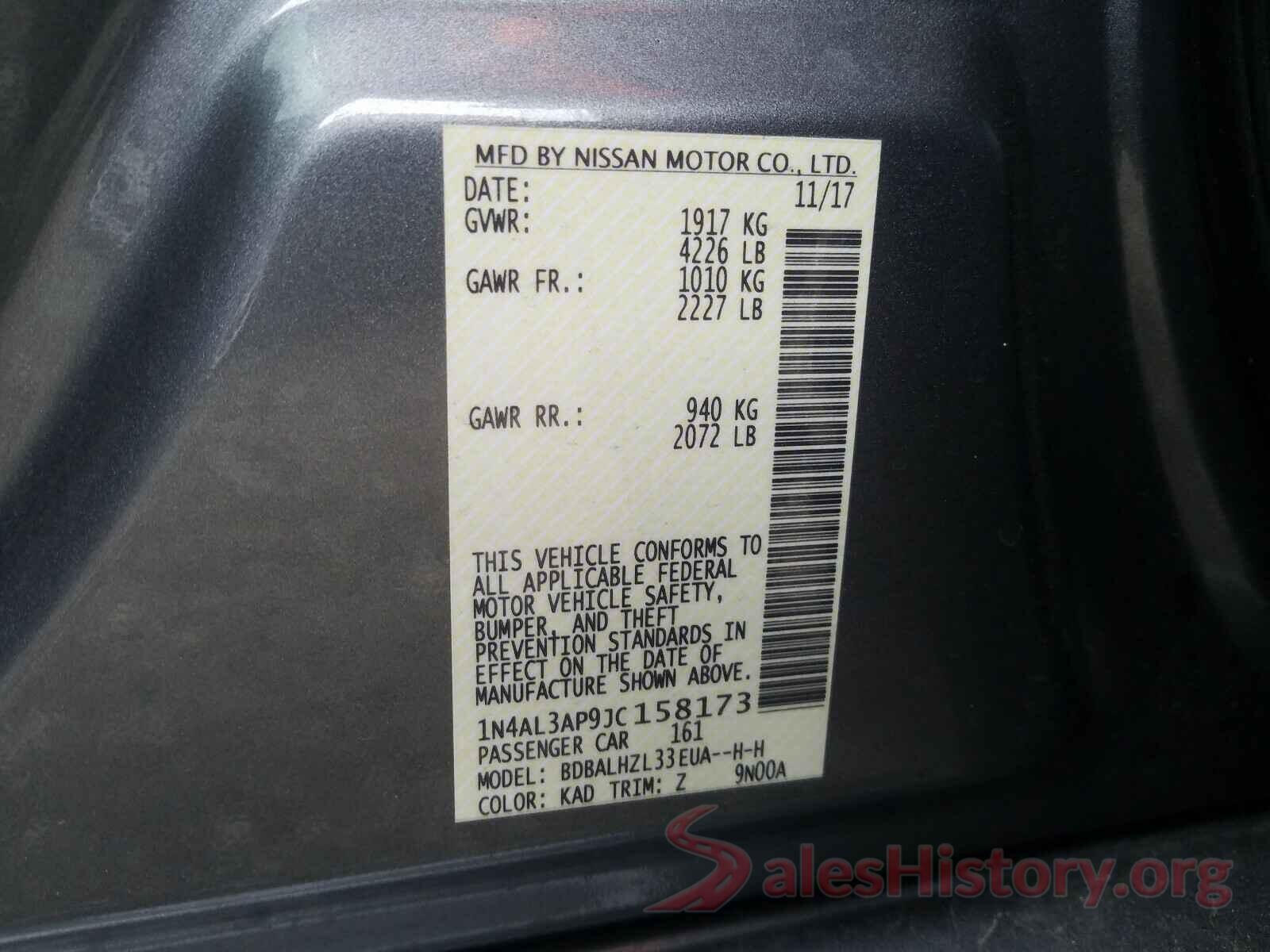 1N4AL3AP9JC158173 2018 NISSAN ALTIMA