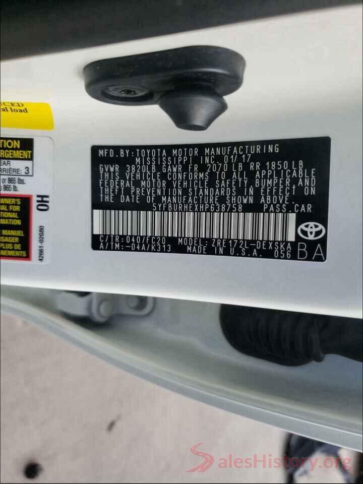 5YFBURHEXHP638758 2017 TOYOTA COROLLA