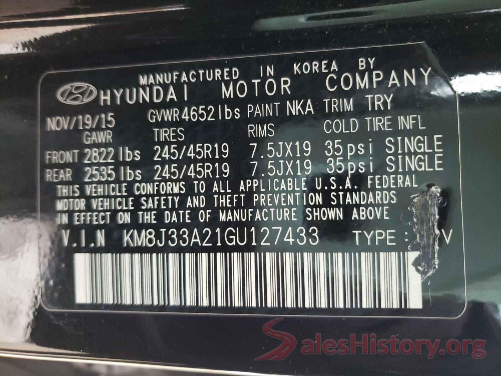 KM8J33A21GU127433 2016 HYUNDAI TUCSON