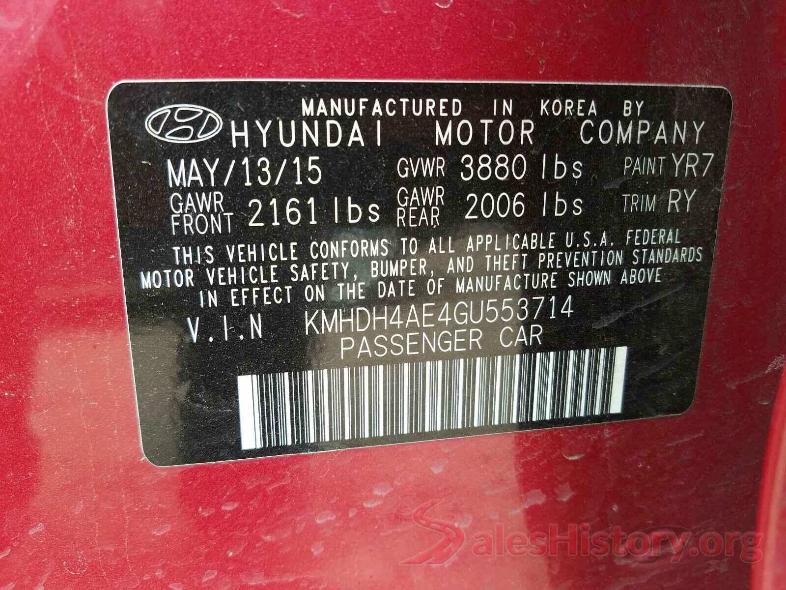 KMHDH4AE4GU553714 2016 HYUNDAI ELANTRA