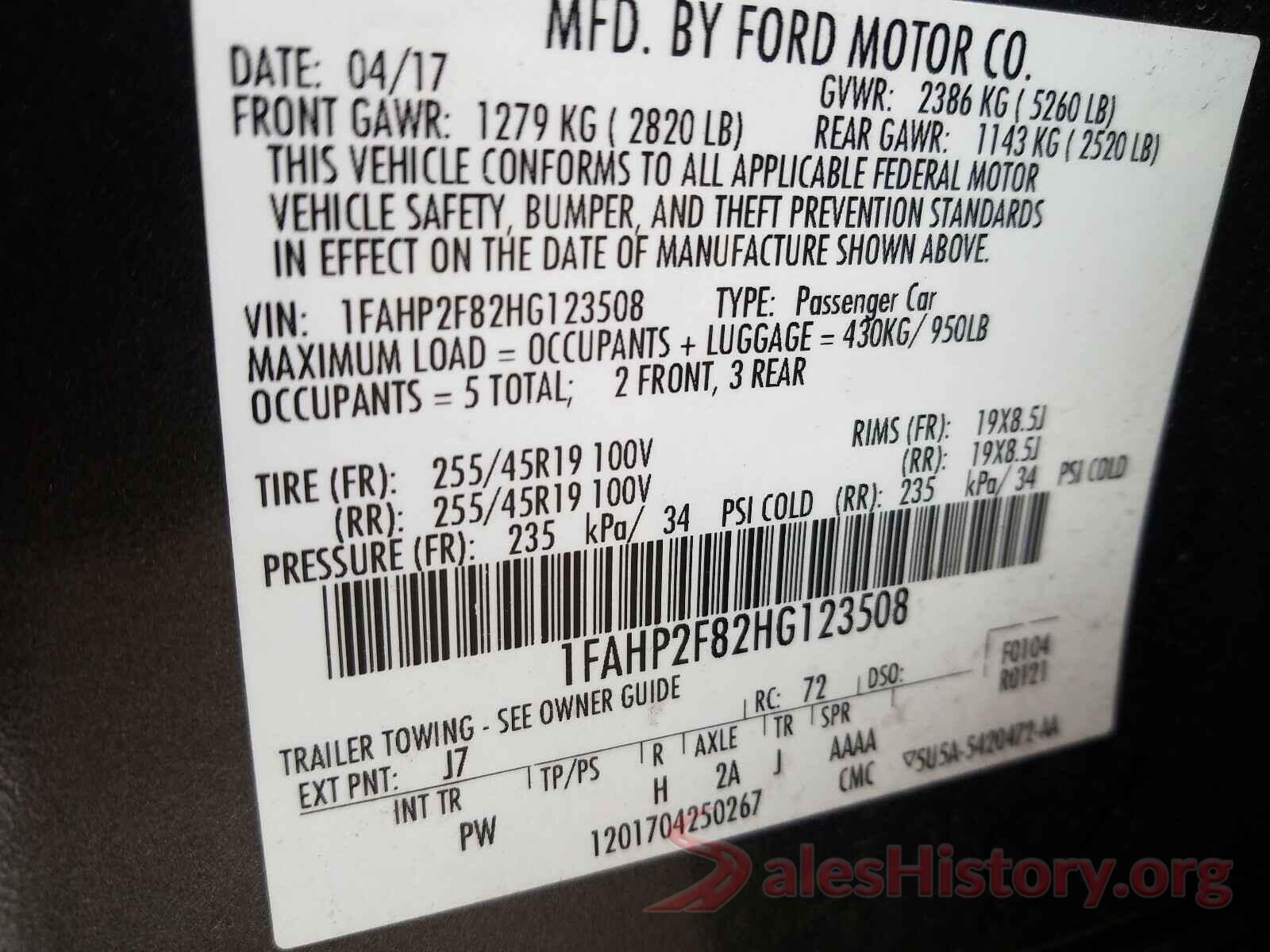 1FAHP2F82HG123508 2017 FORD TAURUS