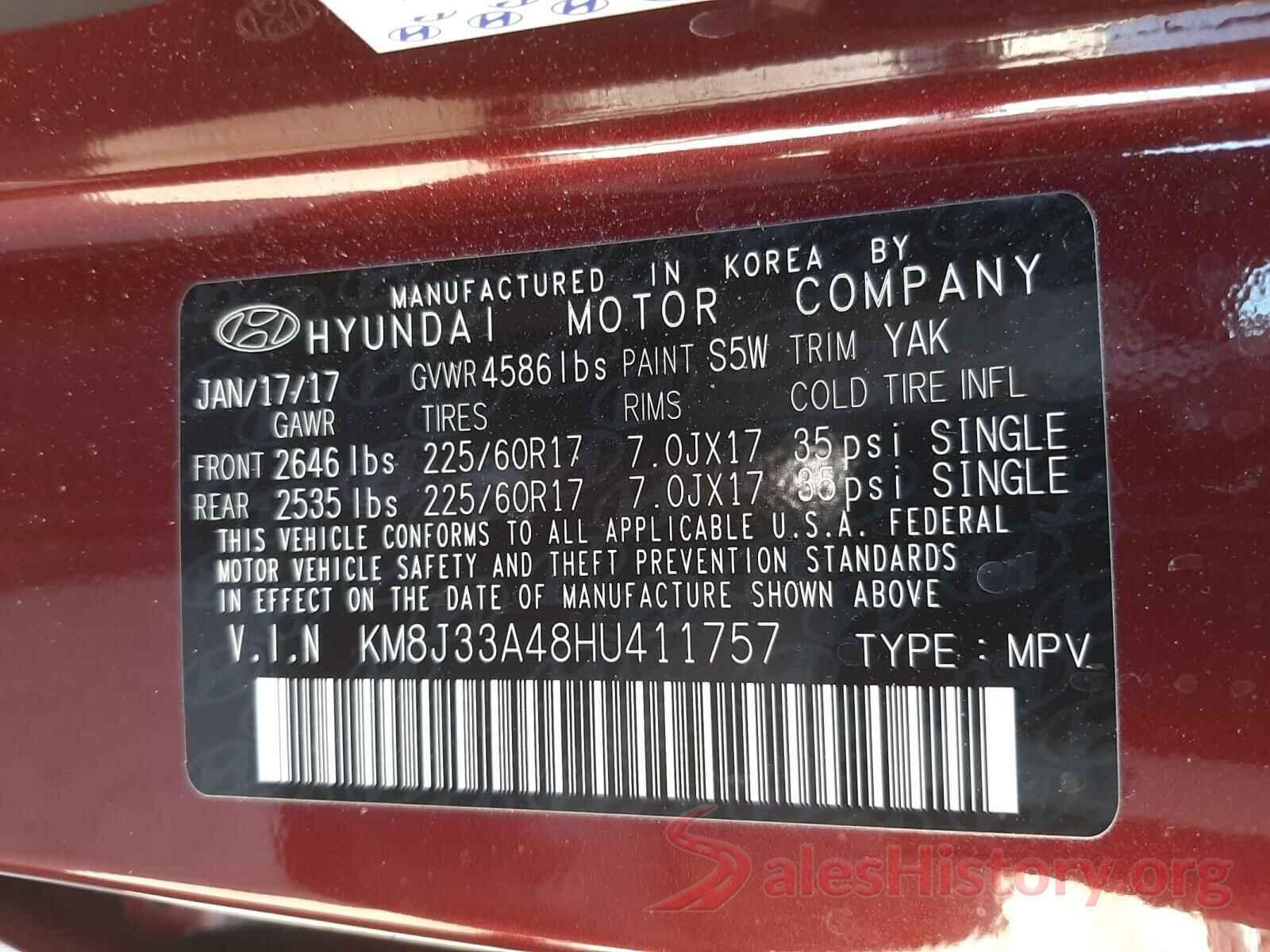 KM8J33A48HU411757 2017 HYUNDAI TUCSON