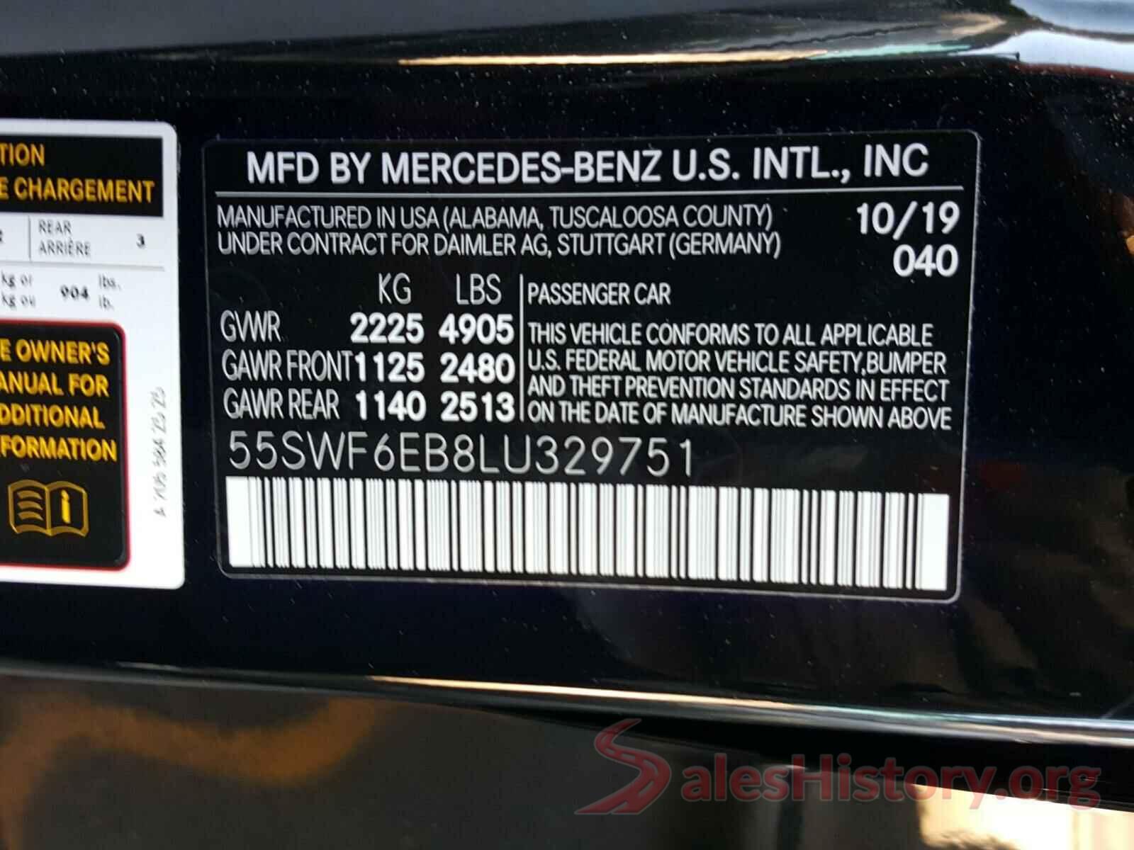 55SWF6EB8LU329751 2020 MERCEDES-BENZ C CLASS