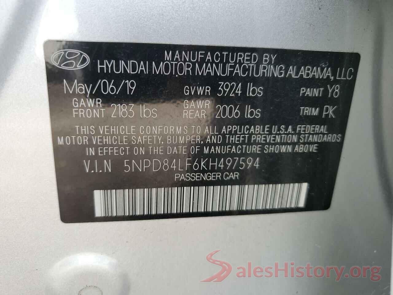 5NPD84LF6KH497594 2019 HYUNDAI ELANTRA