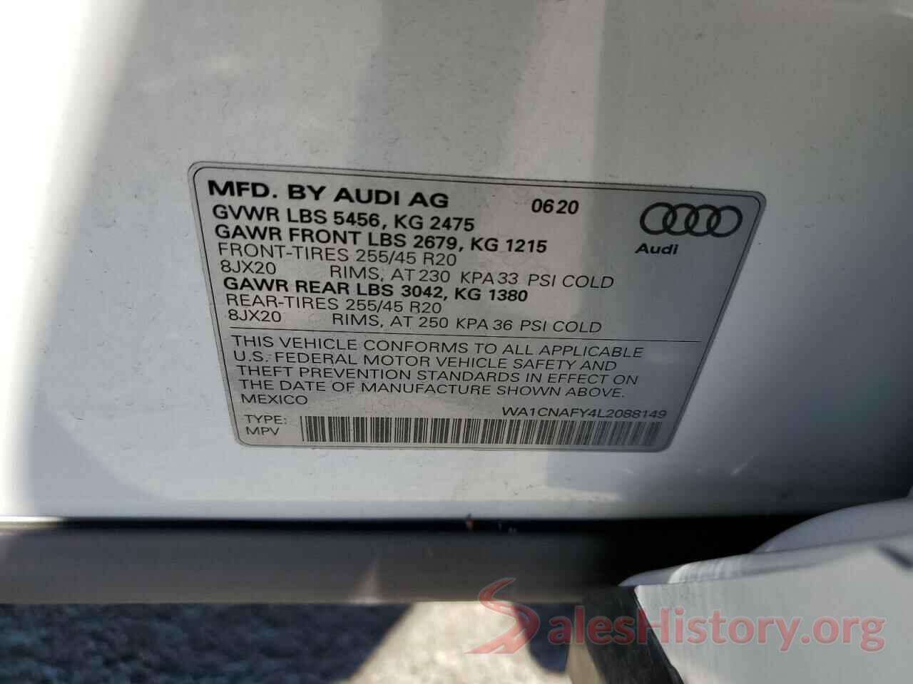 WA1CNAFY4L2088149 2020 AUDI Q5