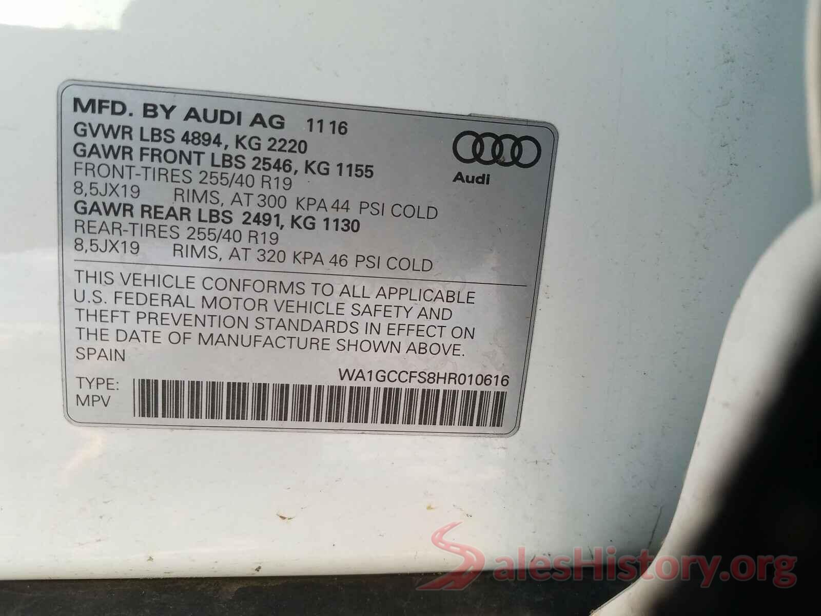 WA1GCCFS8HR010616 2017 AUDI Q3