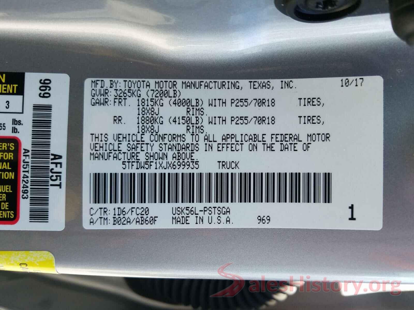 5TFDW5F1XJX699935 2018 TOYOTA TUNDRA