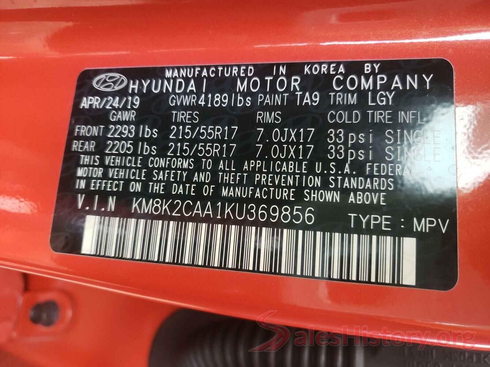 KM8K2CAA1KU369856 2019 HYUNDAI KONA