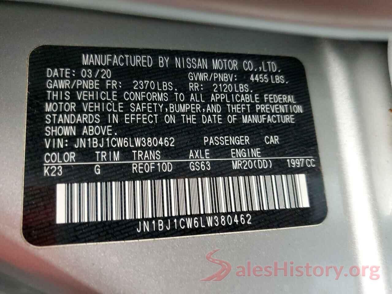 JN1BJ1CW6LW380462 2020 NISSAN ROGUE