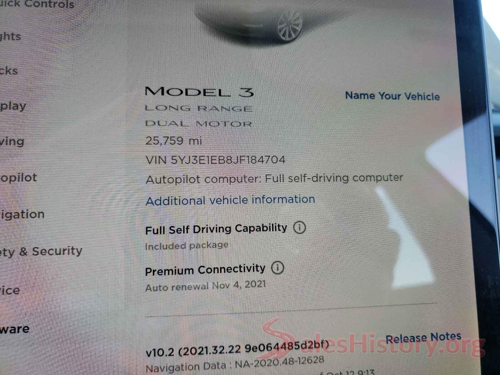 5YJ3E1EB8JF184704 2018 TESLA MODEL 3