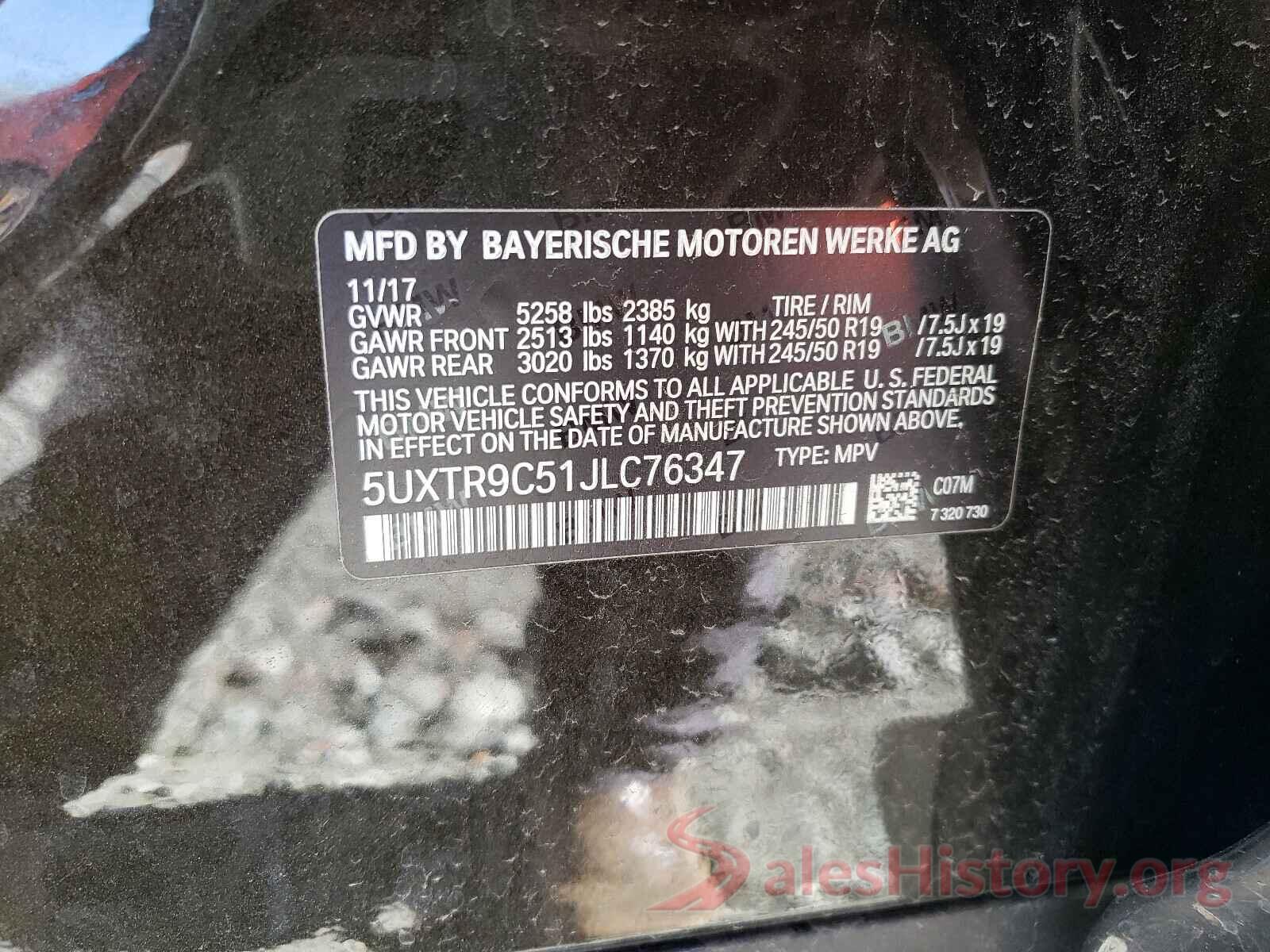 5UXTR9C51JLC76347 2018 BMW X3