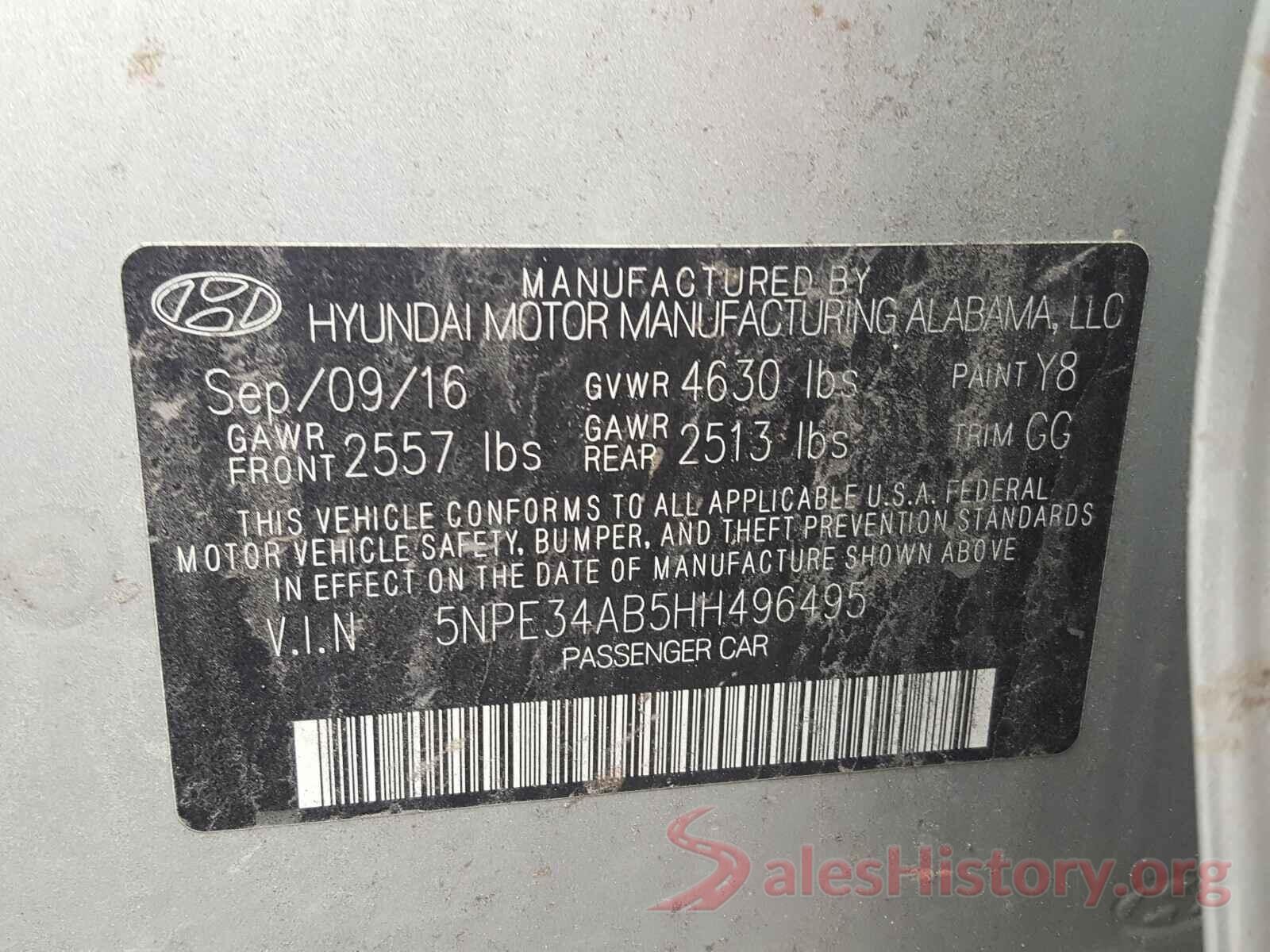 5NPE34AB5HH496495 2017 HYUNDAI SONATA