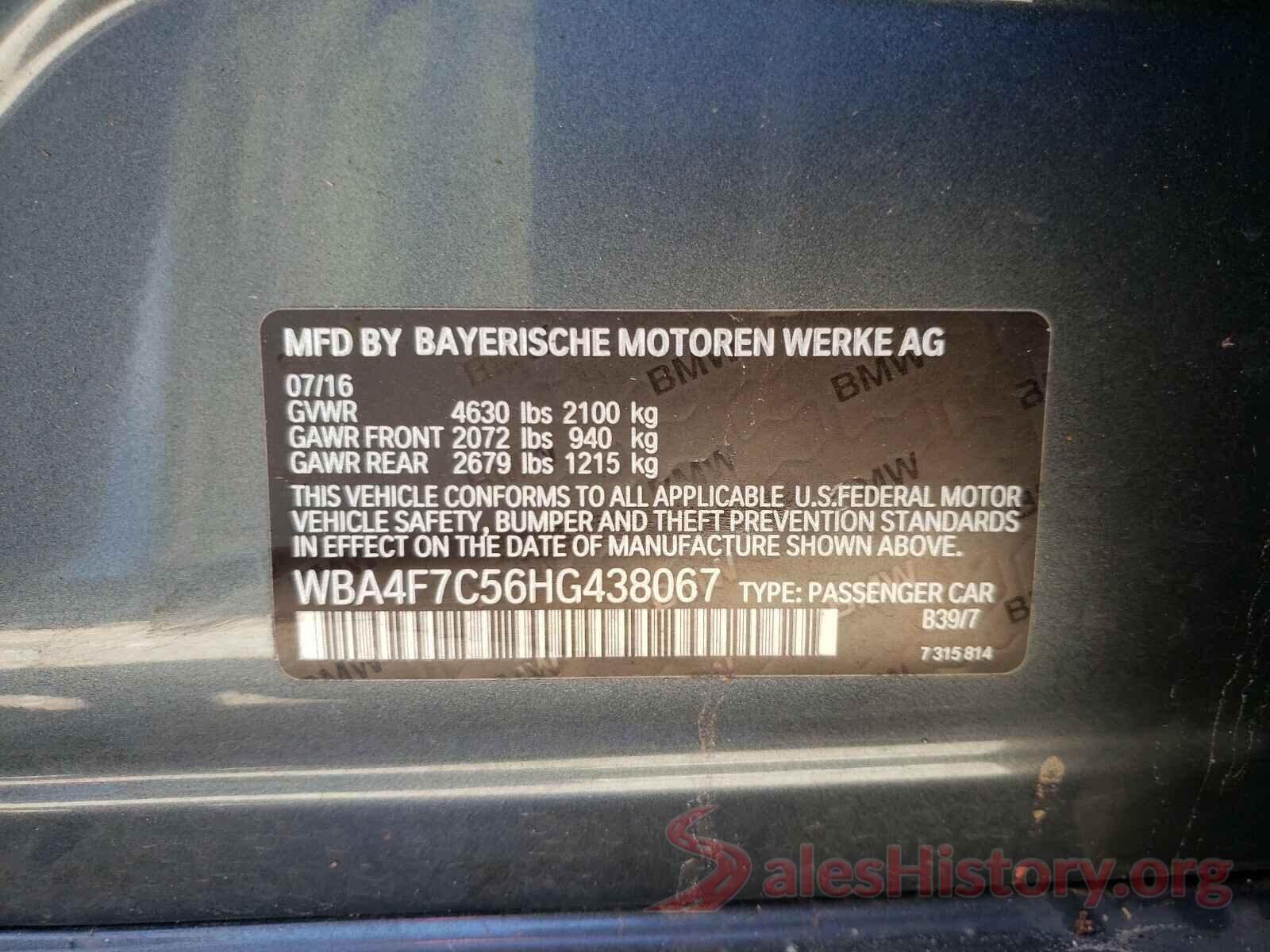 WBA4F7C56HG438067 2017 BMW 4 SERIES